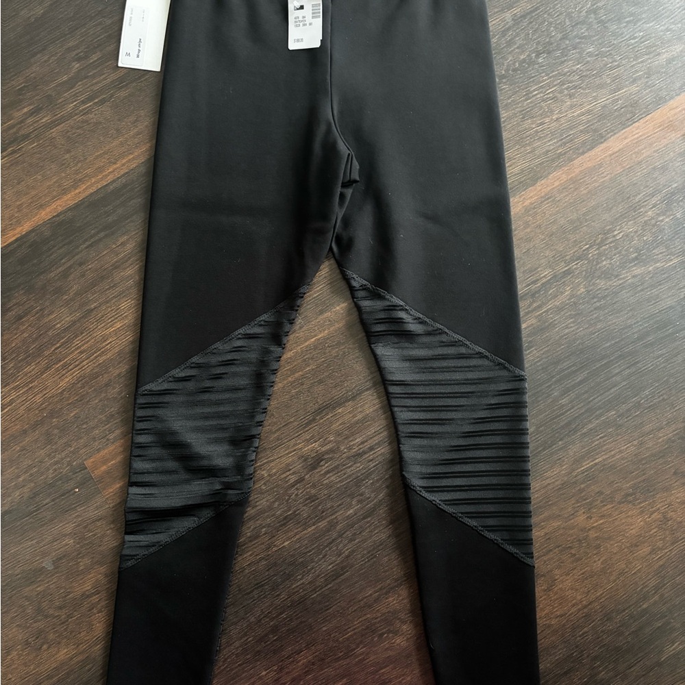 Black Leggings with Textured Panels